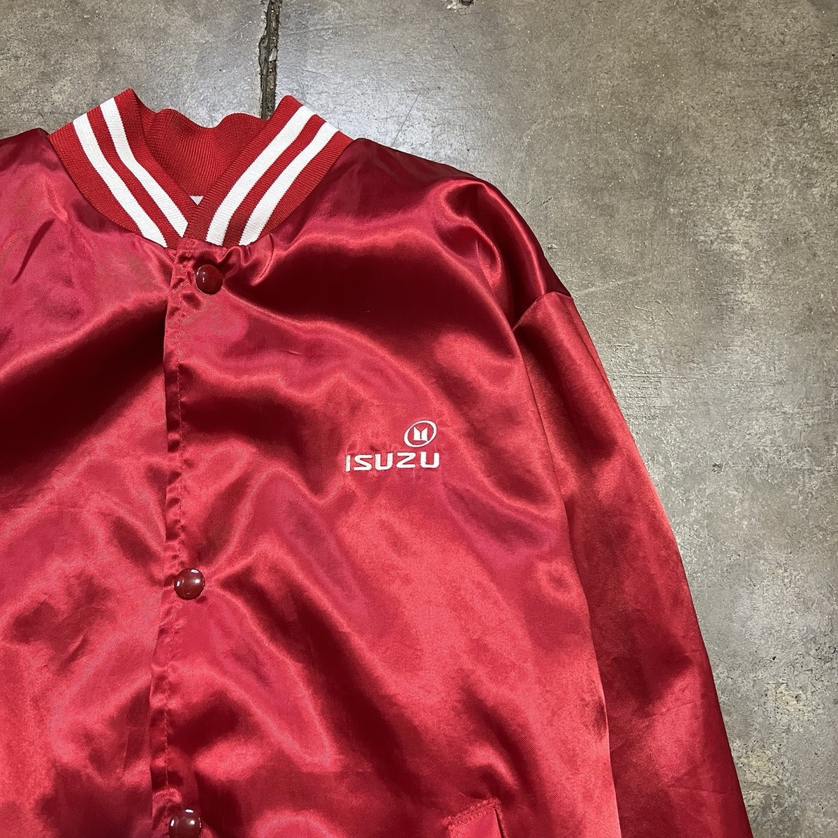 Vintage Isuzu Motors Lightweight Jacket Mens Med Red Varsity