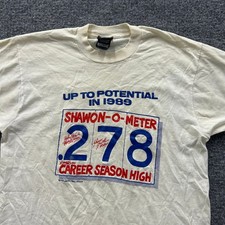 Screen Stars Best T-Shirt Mens Size L White Vintage 1989 Shawon-O-Meter USA Made
