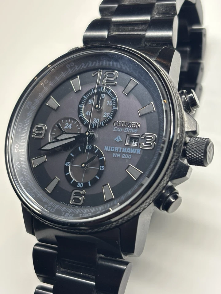 Мужские часы Citizen Eco-Drive Nighthawk Blackout нержавеющая сталь CA0295-58E - Изображение 2 из 4