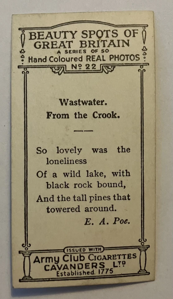 (A 07/2) Rare ARMY CLUB “Beauty Spots of Great Britain” Set of 21 Cards - Image 2 of 4