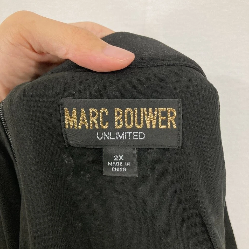 Marc Bouwer size 2X Black White Geometric Artsy Laser Cut Layered Pull-on Skirt - Image 3 of 4