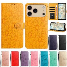 Fashion Flip Daisy Embossed Wallet Case For iPhone 17 Pro Max 16 15 14 13 12 11