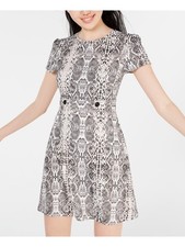CITY STUDIO Womens Sheath Short Dress Gray Short Sleeve Snake Print Juniors 7