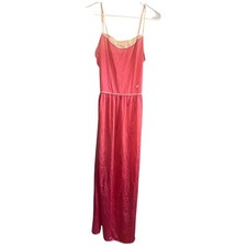 Vintage Diane Von Furstenberg Pink Lace Trimmed Nylon Nightgown Slip Dress M