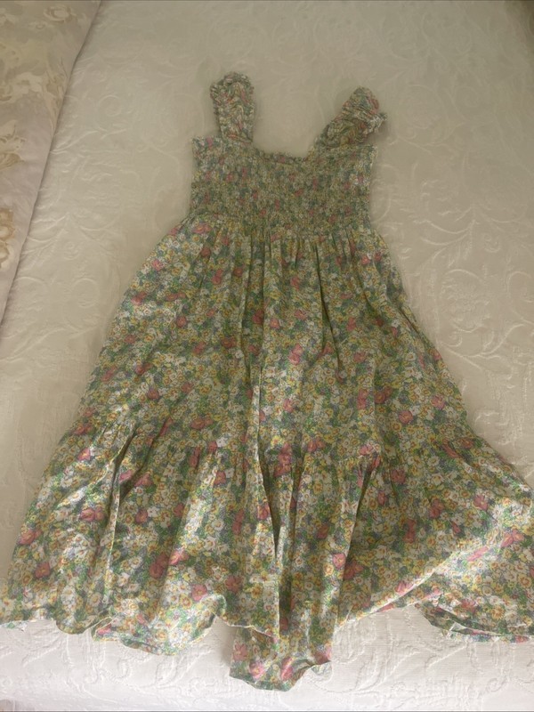 GAP Kids Girls Floral Smocked Sundress Size L 10 Cotton Tiered Summer Dress