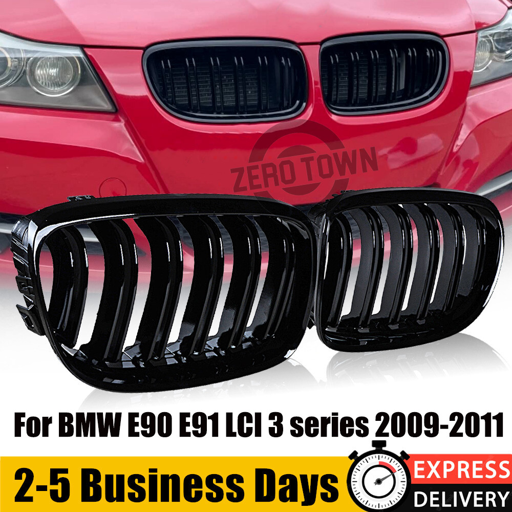 Gloss Black Front Kidney Dual Slats Grill For BMW E90 E91 LCI 3 series 2009-2011