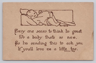 Baby Announcement Everyone Seems to Think I'm Great Poem Eveline Daly Postcard