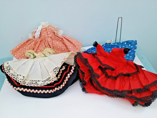 Lot of 4 dresses Madame Alexander 8" dolls Mexican German Spanish Polly Flinders