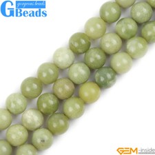 Green Canada Jade Spacer Beads Round Natural Loose Gemstone Jewelry Making 15"