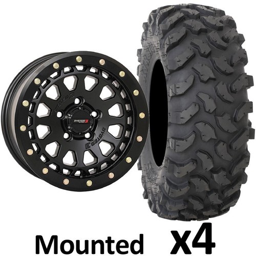 35" System3 XTR370 Tires 15" SB6 Wheels 6+1 Black Polaris RZR Pro R (5 Lug)