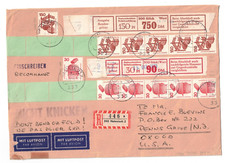 1975 Germany Registered Airmail Cover Coil Strips to US