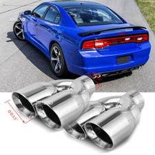 2X Dual Exhaust Tip 2.5" Inlet 3.5" Outlet Weld-On SS For Dodge Charger SXT SRT