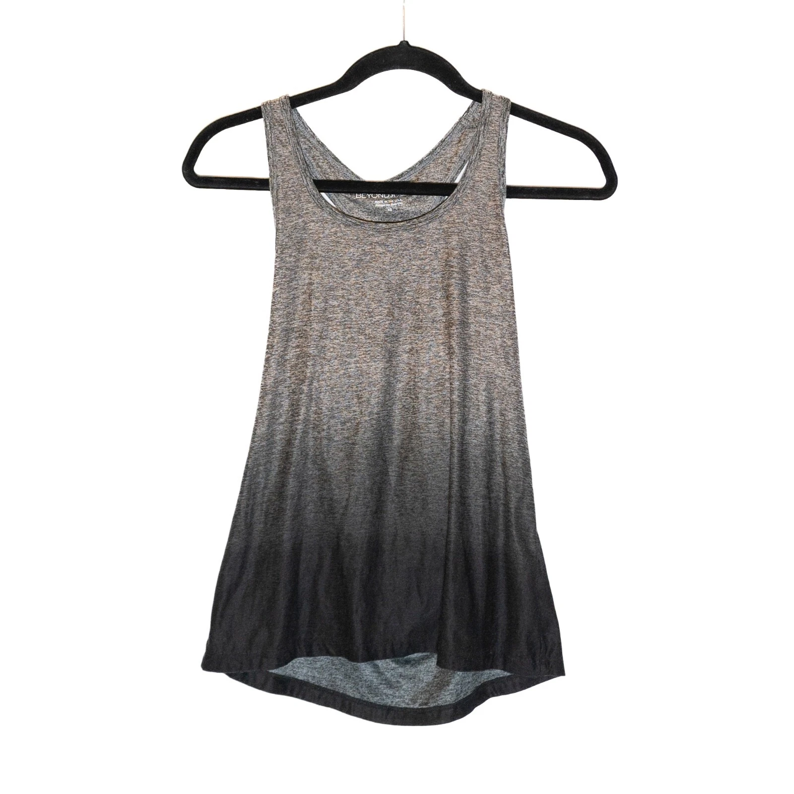 beyond-yoga sleeveless racerback gray ombre work out tank-top