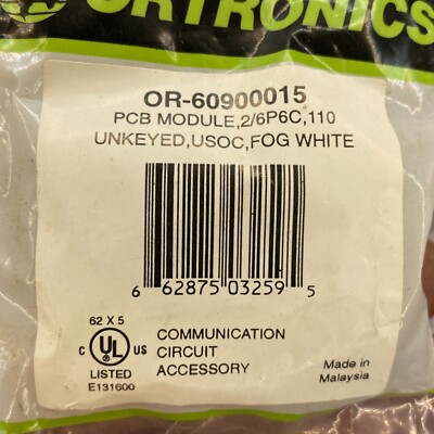 ORTRONICS OR-60900015 PCB MODULE 2/6P6C 110 UNKEYED USOCFOG WHITE  LOT OF2 
