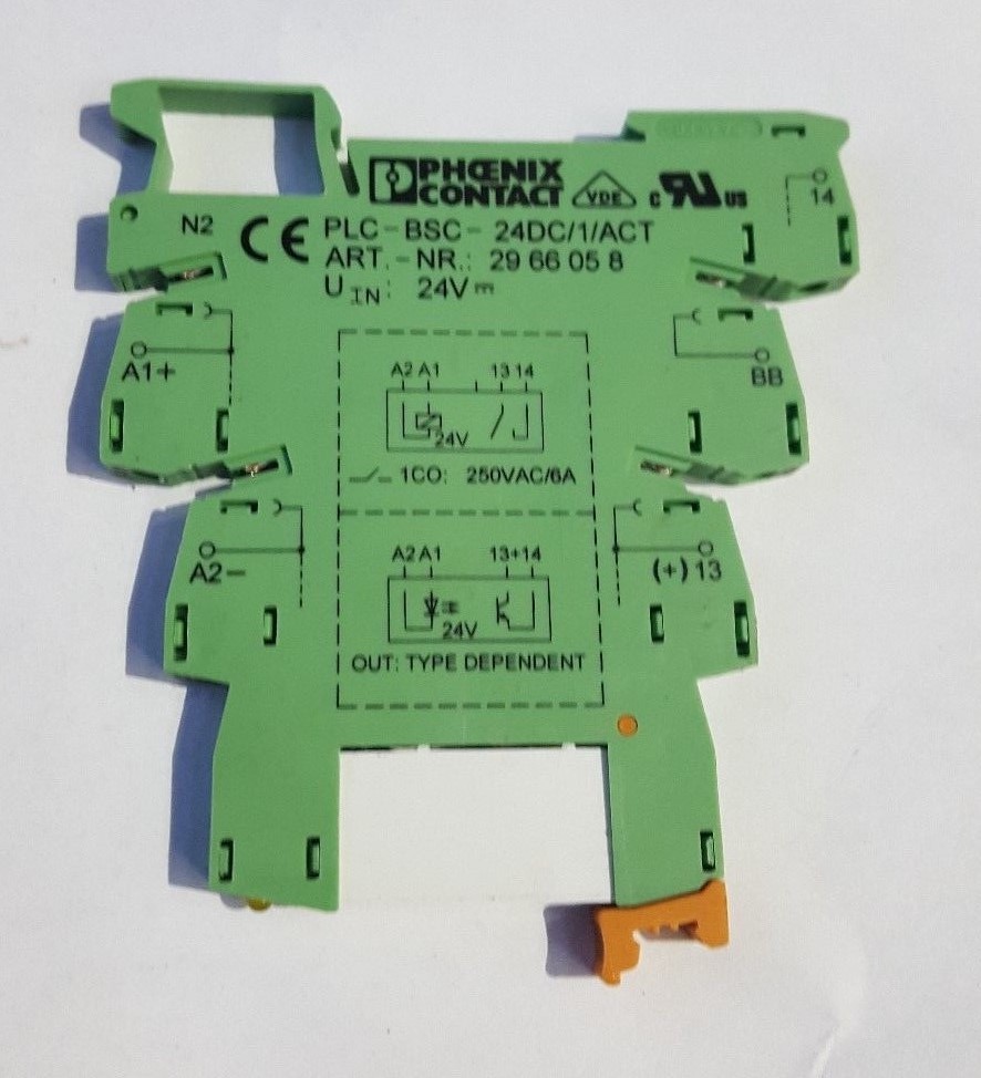 PHOENIX CONTACT 2966058 PLC-BSC-24DC/1/ACT W/ PHOENIX CONTACT 2961105 RELAY