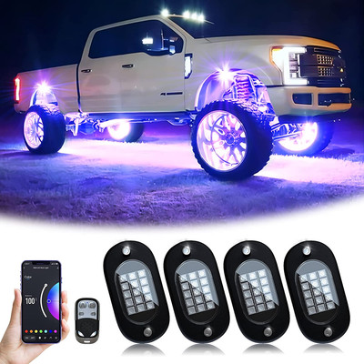 RGB LED Rock Lights, 60 Leds High Brightness Multifunction Neon Underglow Kit Wa
