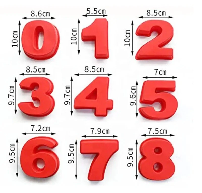 Backform Silikon Zahl 0 1 2 3 4 5 6 7 8 9 Zahlen kleine Kuchenform Geburtstag  - Bild 2 von 4
