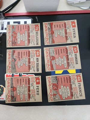 世界の国 Vintage 1956 Lot Of 6 TCG Flags of the World Trading Cards Printed