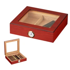 Cedar Wood Cigar Humidor Humidifier Storage Case Box Hold 25CT Cigars Hygrometer
