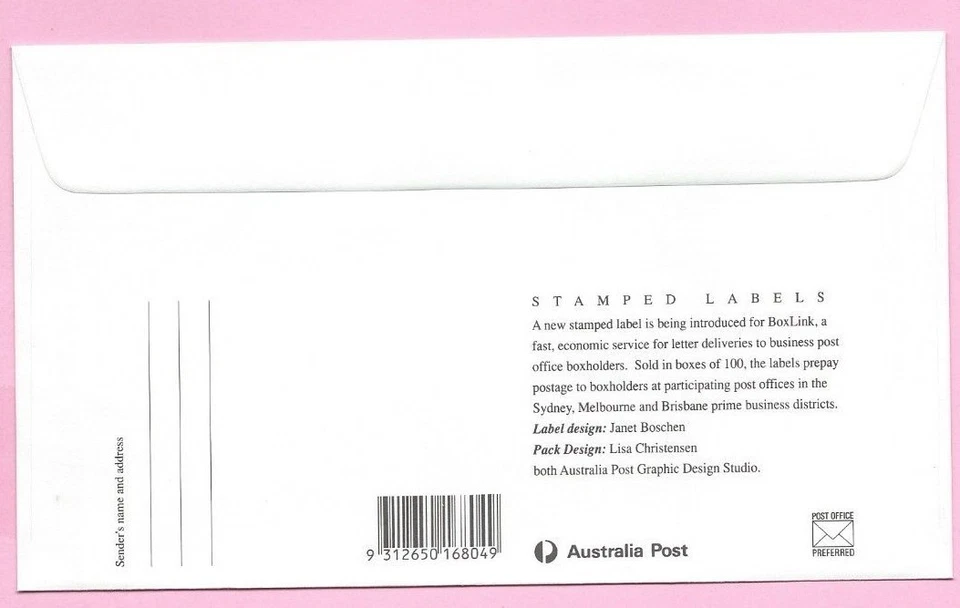 AUSTRALIA  FDC 1992 - POSTAGE PAID - BOX LINK  - Shs Melbourne VIC - Image 2 of 2