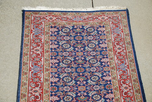 Alfombra vintage Estate Find hecha a mano? Alfombra geométrica oriental de lana 31"x5' origen de ayuda - Imagen 16 de 17