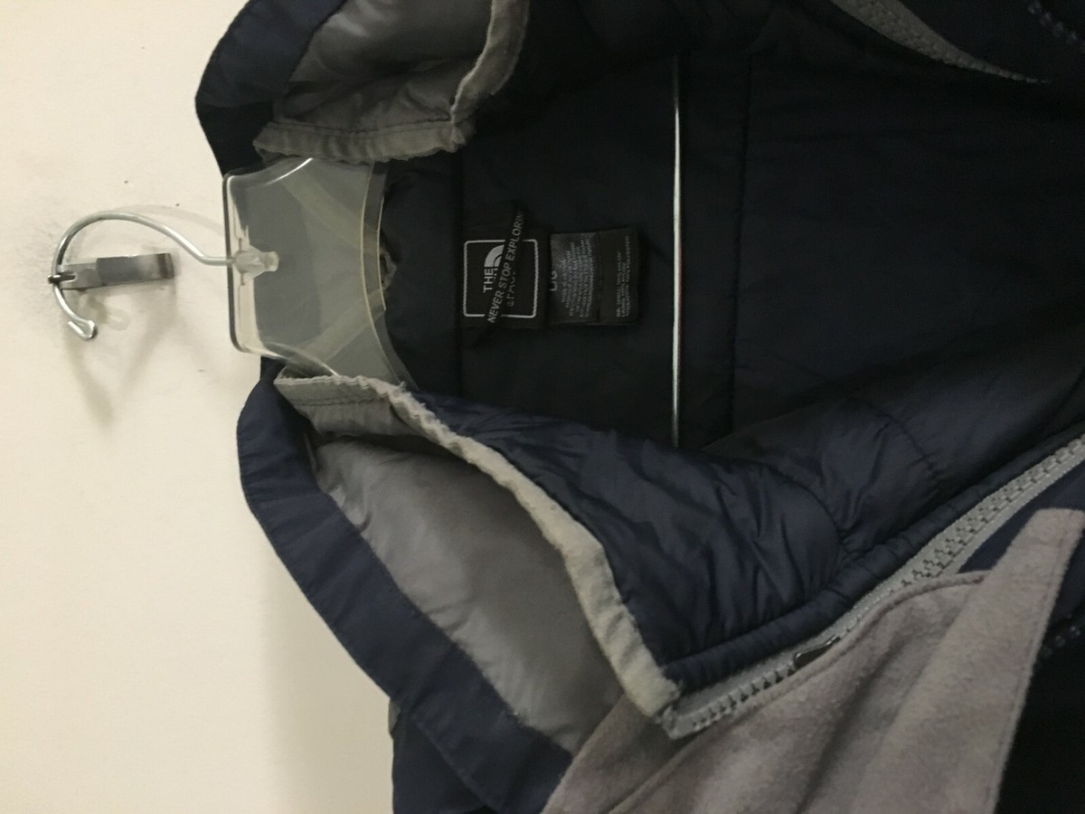 The North Face L 码双Hyvent 大衣海军蓝灰色断风夹克| eBay