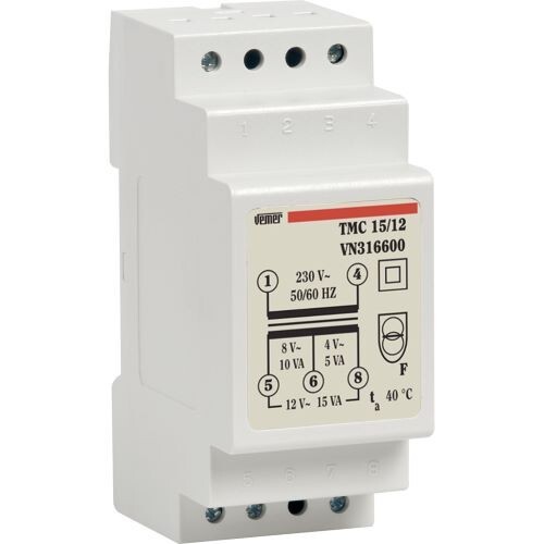 Vemer VN316600 Trasformatore TMC 15/12 da Barra Din per Servizio Continuo 230V/4