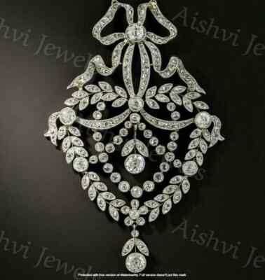 4Ct Lab Created Diamond Round Cluster Pendant 14K White Gold Finish
