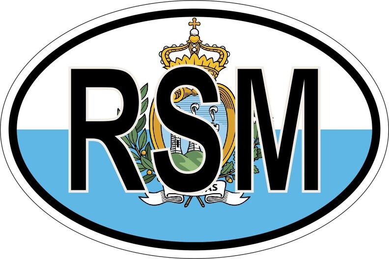 Sticker adesivi adesivo bandiera ovale codice paese san marino rSM