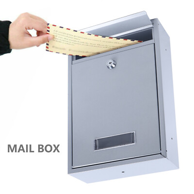 Outdoor Wall Mounted Lockable Mailbox+2Keys Stainless Steel Mail Letter Post Box