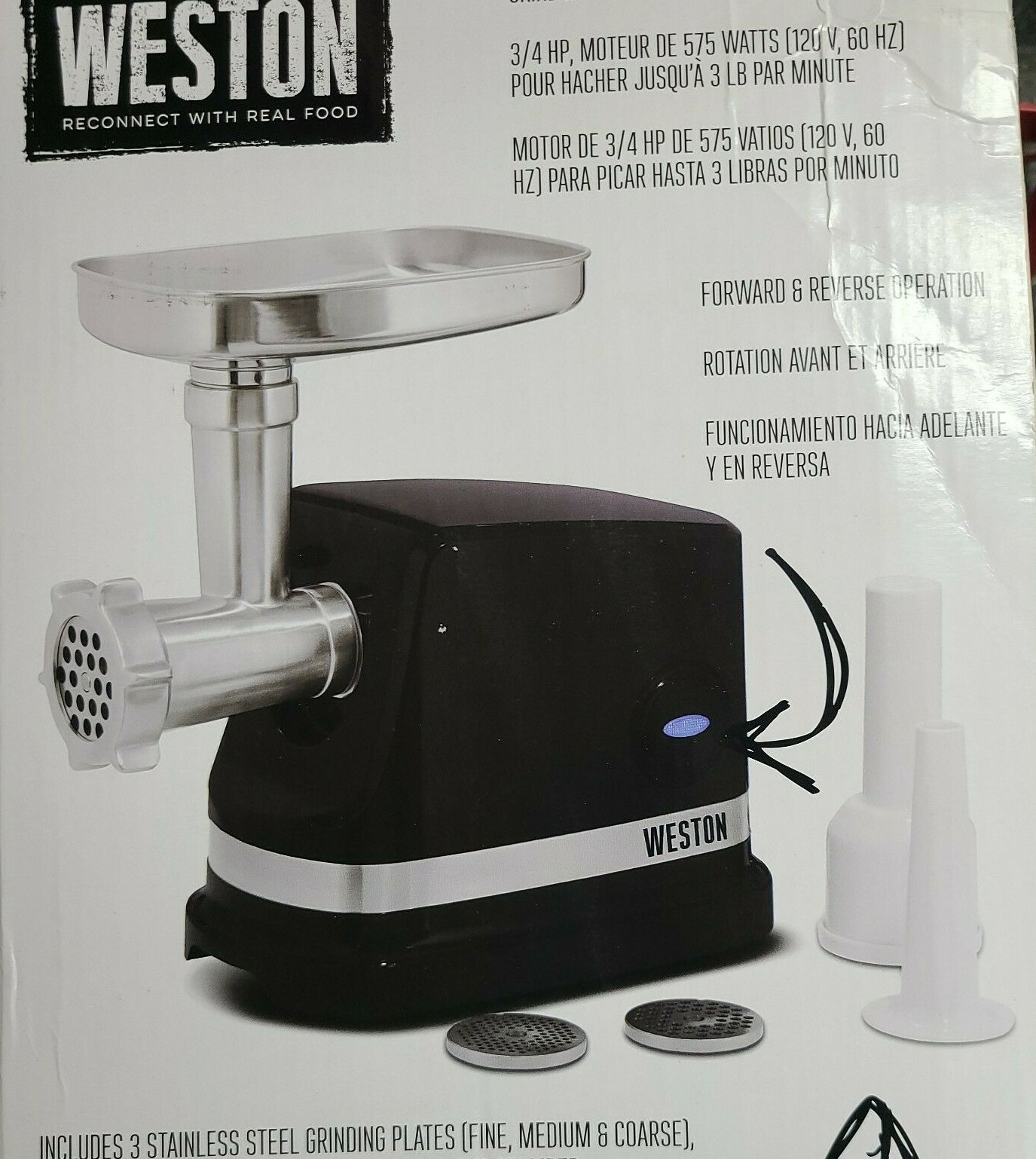 Weston 8 Electric Meat Grinder and Sausage Stuffer 575 Watts FREE SHIPPING eBay