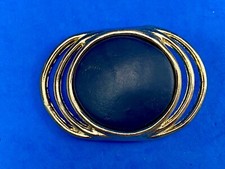 Vintage Soft Blue Centerpiece In Gold Tone Fashion Belt Buckle Charmant 