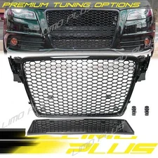 🔥Front Bumper Honeycomb Grille Mesh RS4 Style Black For 2009-2012 Audi A4 S4 B8