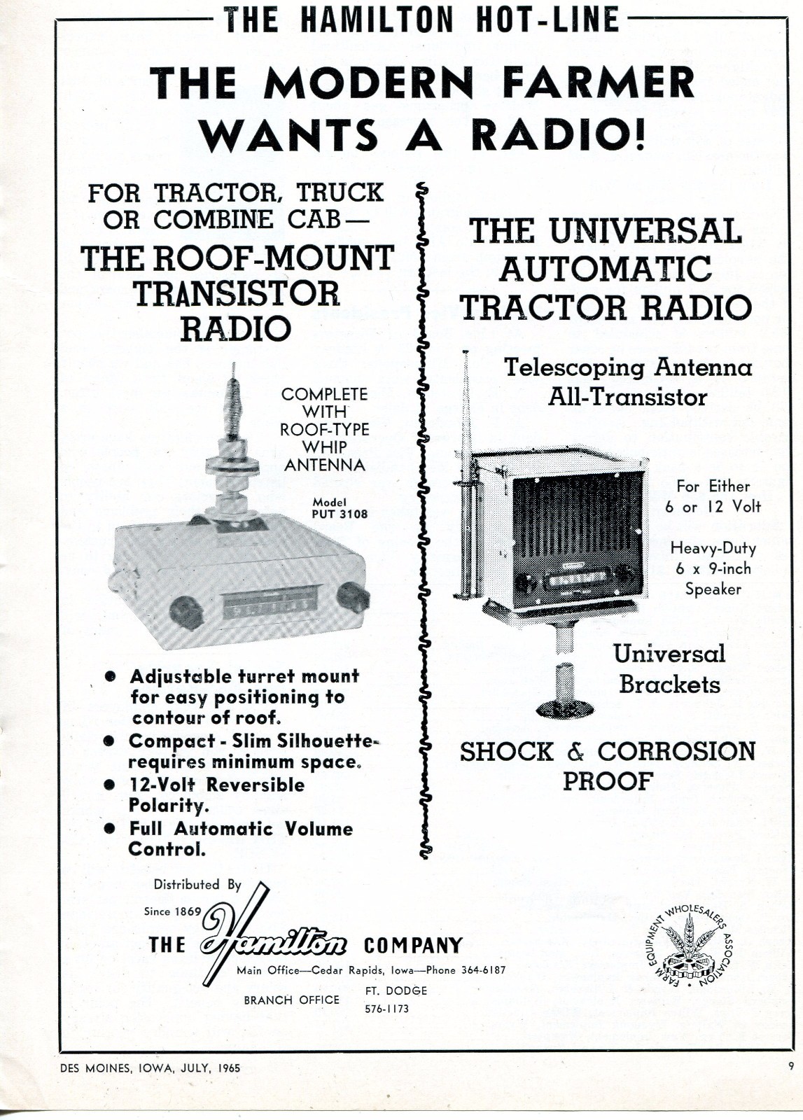 1965 Print Ad of The Hamilton Co PUT 3108 Transistor & Universal