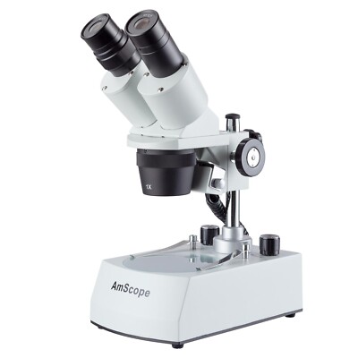 AmScope 10X-30X LED Cordless Stereo Microscope w/ Top & Bottom Illumination