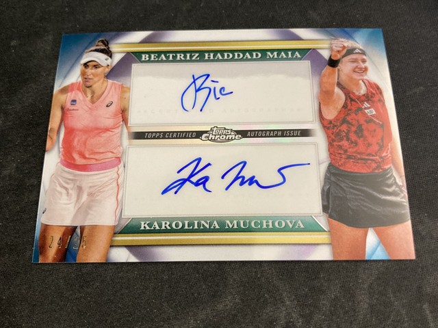 2024 Topps Chrome Tennis Karolina Muchova Beatriz Haddad Maia Dual Auto #/25 SP