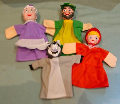 Show Time Set Of Little Red Riding Hood Plastic Heads Hand Glove