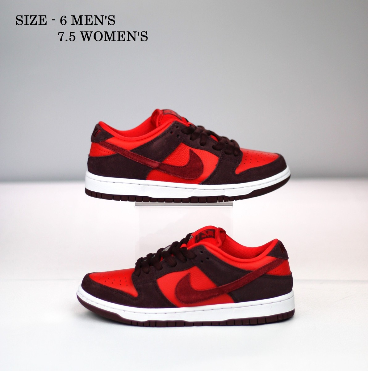 Size 6M - Nike Dunk Low SB Cherry Team Red White Low Top