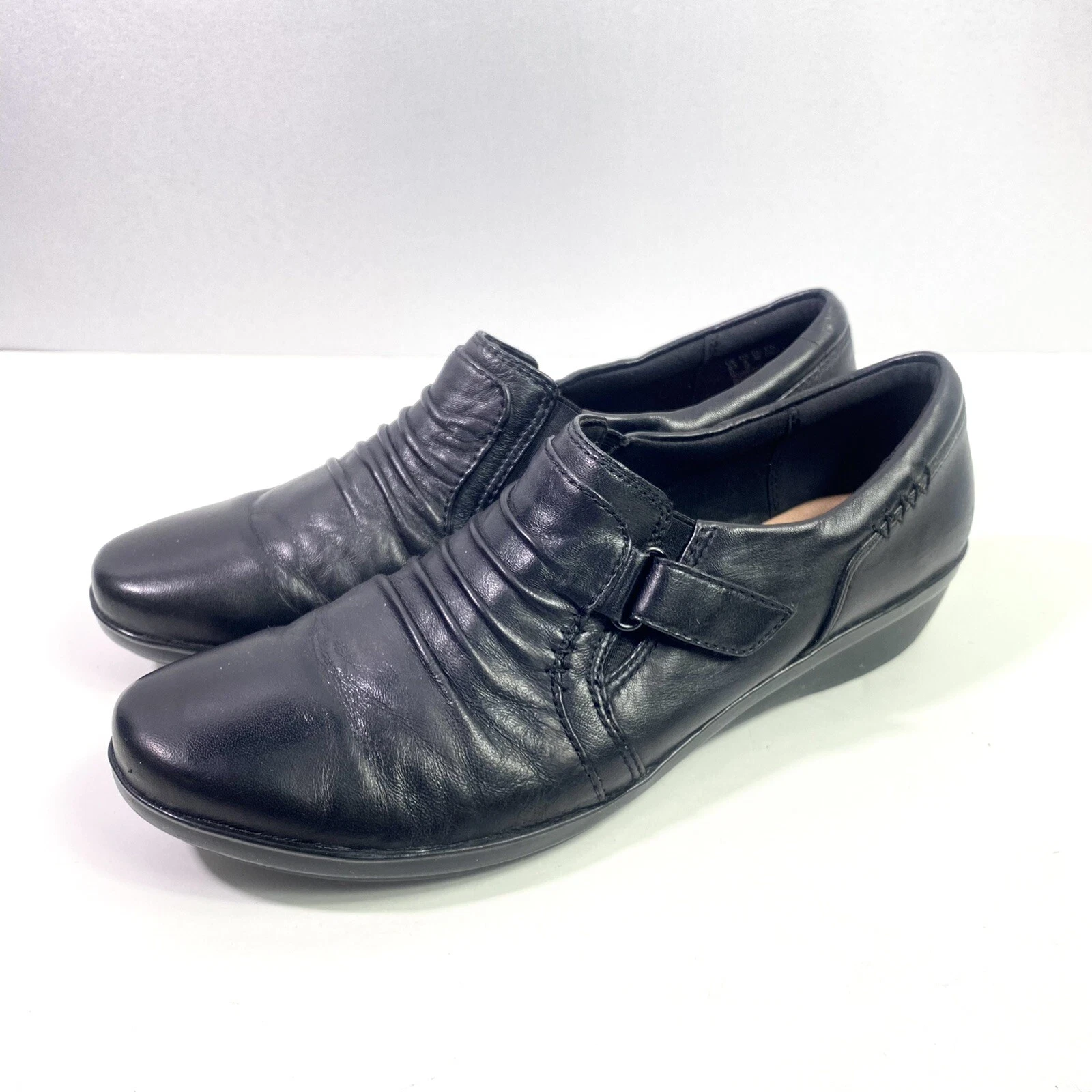 Clarks Collection Scarpe Mocassini Donna 9 M Morbidi Ammortizzati Pieghettati 13288 Nero