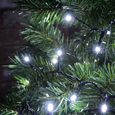 200 LED Lichterkette mit Timer kaltweiß Multi-Sequenz LED Innen/Außen