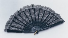 Fancy Party Spanish Latino Victorian Lace Hand Fan Prop Burslex Accessory Black