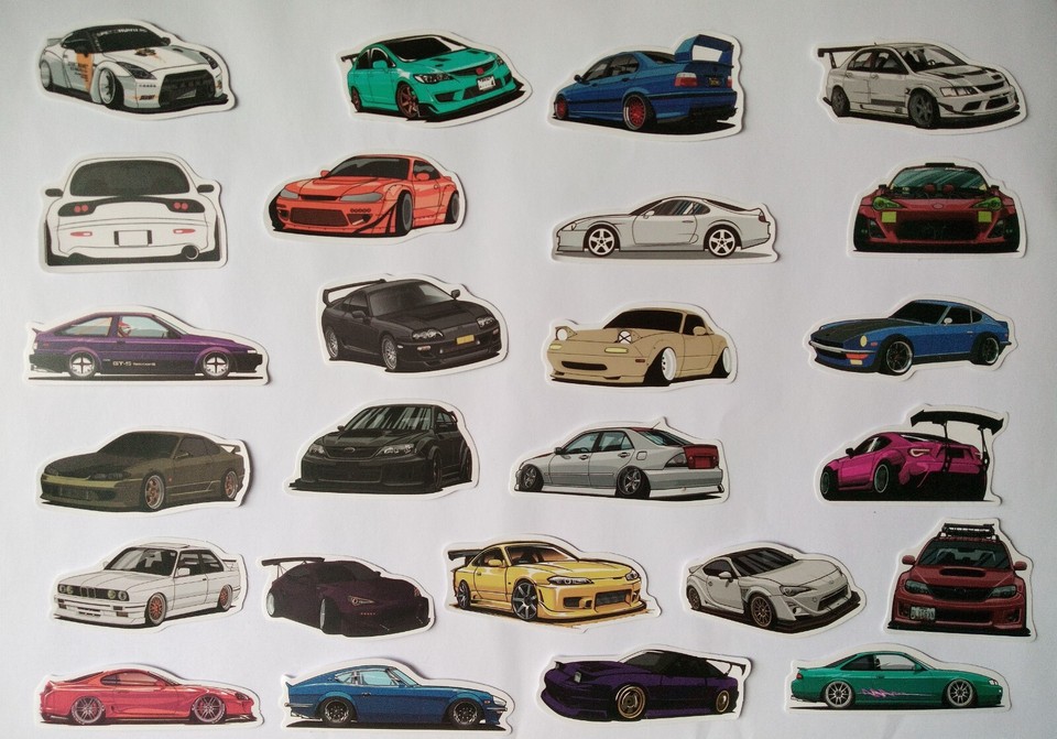 JDM sports car stickers scrapbooking notebook 50 pack eBay