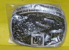 NOS Vintage 1984 The Wheat Growers Mutual Hall Insurance CO FARMING Belt Buckle
