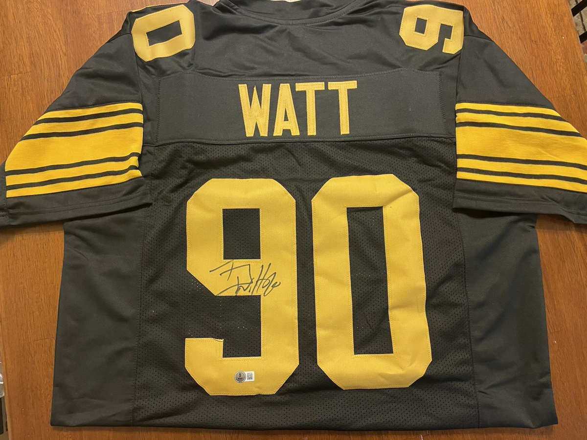 Watt Autographed Custom Pittsburgh Steeler Black Jersey Beckett  Hologram