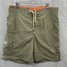 Vintage Polo Swim Trunks Mens XL Green Orange Pony Ralph Lauren Shorts Y2K VTG