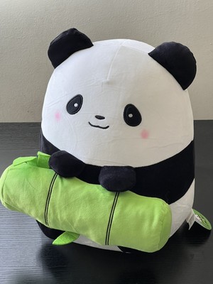Takashoji Panda Holding Big Bamboo 14'' Plush Blushing Stuffed Animal NWT