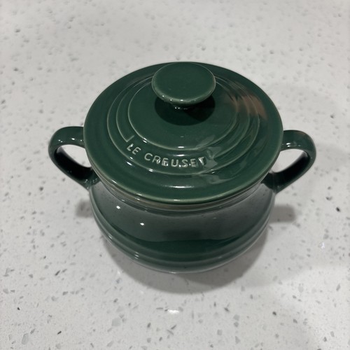 Le Creuset Green Stoneware Sugar Bowl with Lid and Handles, Glossy, 2-Piece Set
