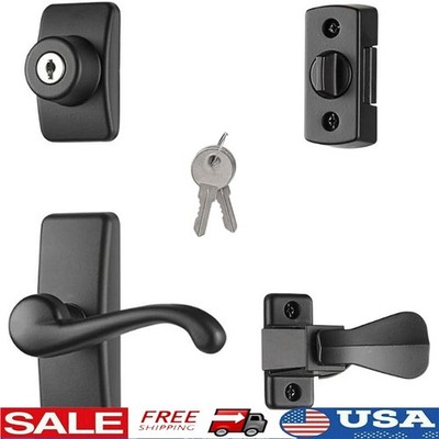 Door Lever Set W/ Keyed Deadbolt Lock Storm Screen Doors Security Upgrade New