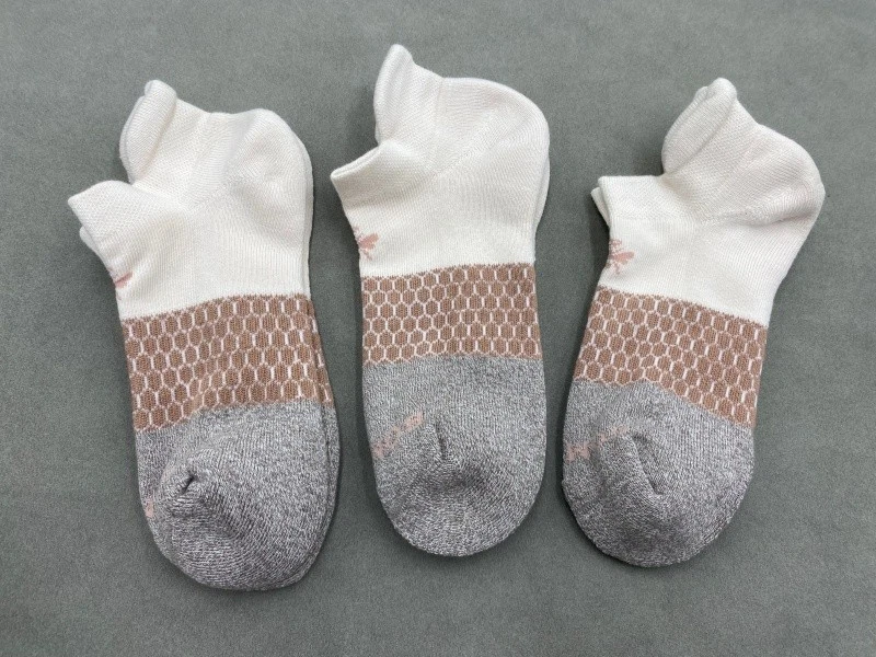3 Pairs BOMBAS Tri-Block Marl Women Honeycomb Cushion Ankle Socks Size M