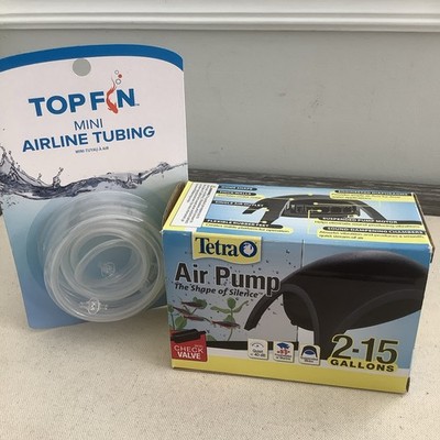 Tetra Whisper Aquarium Air Pump Quite Airflow 2-15 Gallon & 6 ft Tubing Top Fin